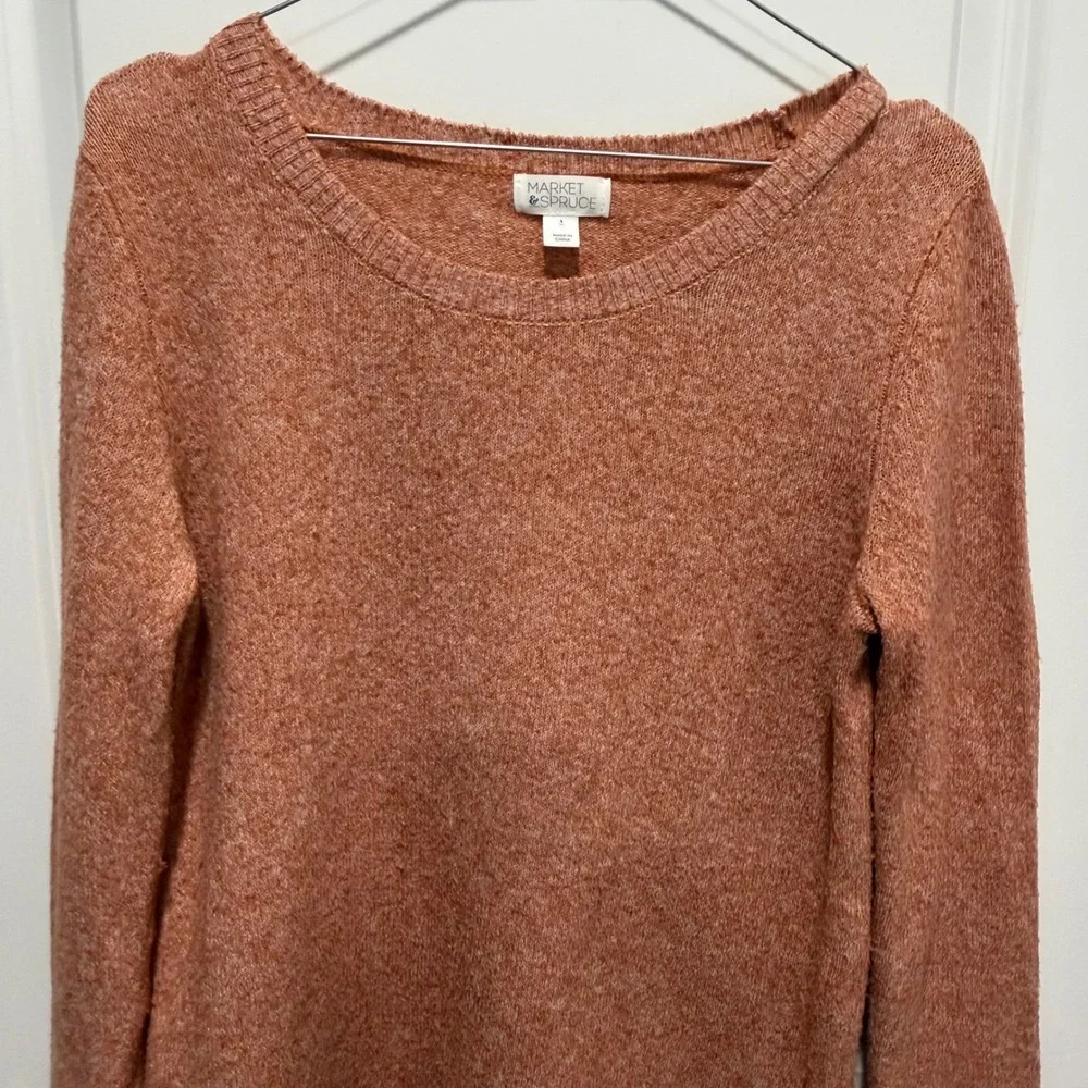 Market & Spruce Womens Sweater Scalloped‎ Hem Terracotta Orange Size S